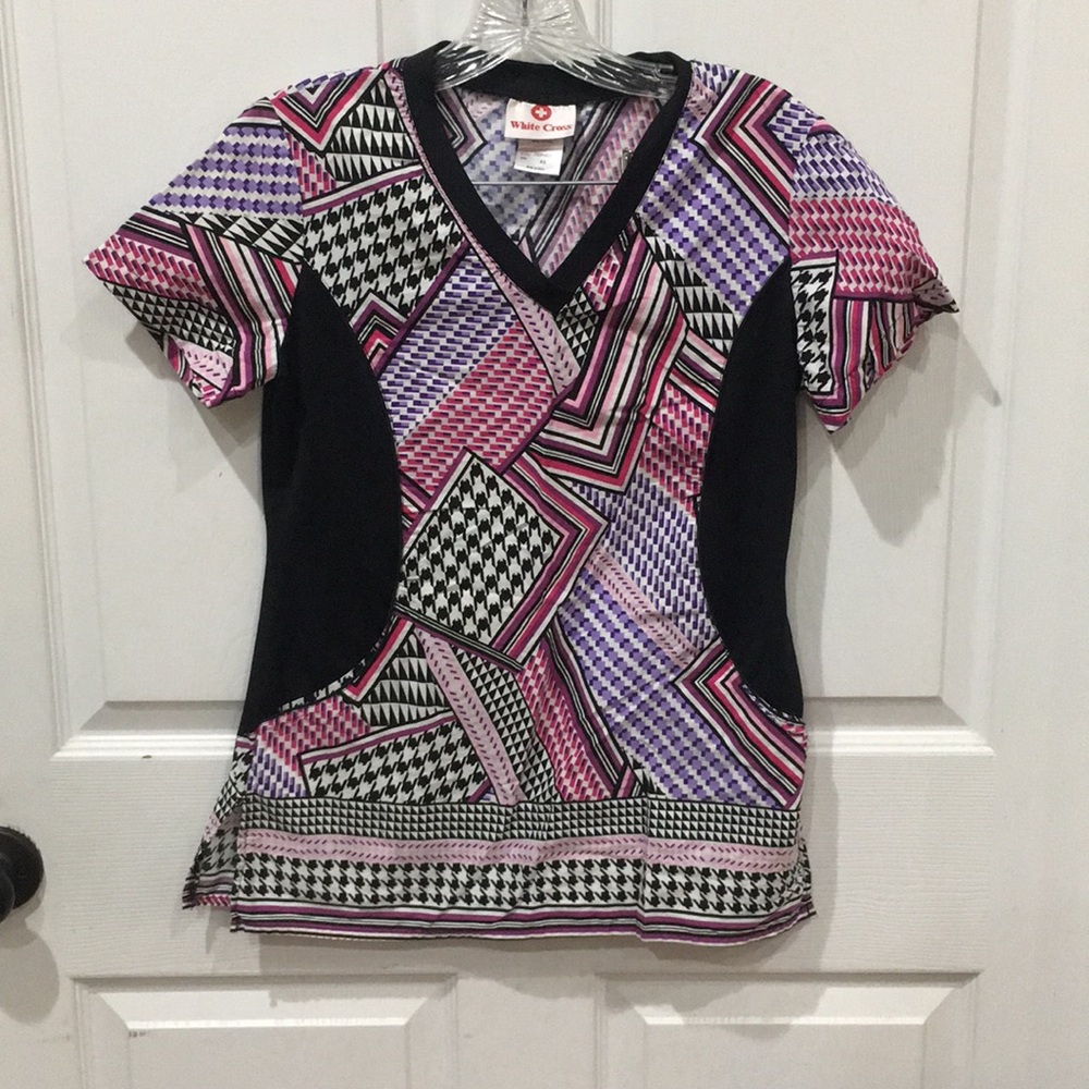 White Cross Scrub Top